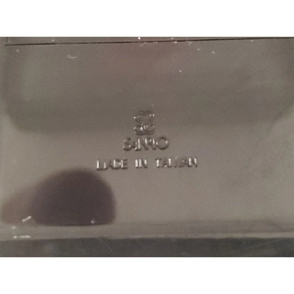 Vintage 90’s Sanrio Cat Clear Black Plastic Trinket Box With Pink Bow On Top